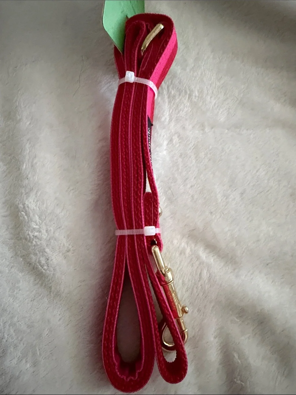 Kate Spade NWT Hot Pink & Red Striped Dog Leash with Gold-tone Hardware, 54”